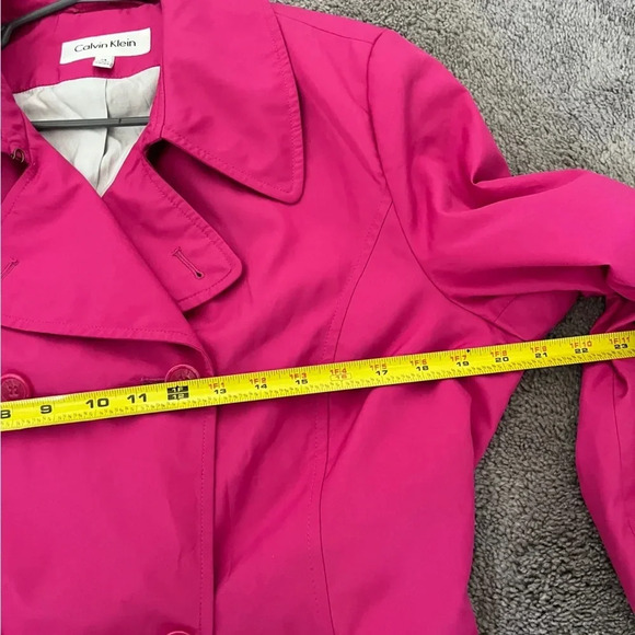 Calvin Klein hot pink utility trench coat with belt size 14 - Picture 12 of 13